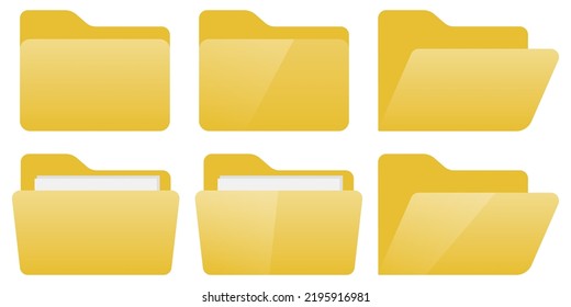 File Folder Icon Set Open Folder Stock Vector (Royalty Free) 2195916981 ...