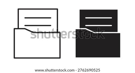 File Folder icon set. outlined and solid flat clipart versions.