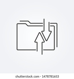 File folder icon with transfer arrows. Sync, network, exchange data concept. Vector illustration.