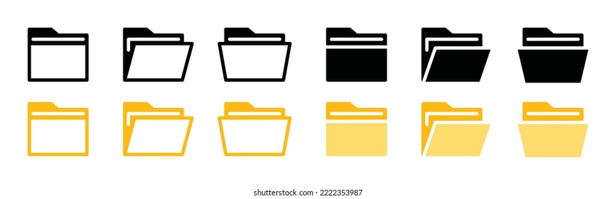 File folder icon vector collection for apps or websites, symbol illustration. Open worksheet sign