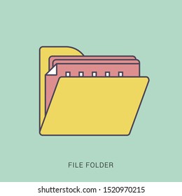 File, folder icon. Vector illustration, flat design. solid color with outline concept.