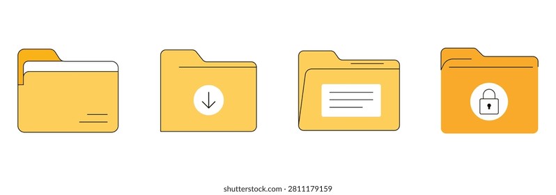 File folder icons collection. Set of modern folder icon. Minimal document directory vector. Modern File Organization Collection. vector illustratio