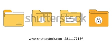 File folder icons collection. Set of modern folder icon. Minimal document directory vector. Modern File Organization Collection. vector illustratio