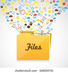 File Folder icons of communication. Conceptual illustration.