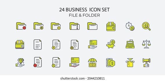 File and Folder Icons Design Set of vector line icons of business and finance for modern concepts, web and apps.