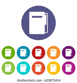 File folder icons set in circle isolated flat vector illustration