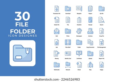 File and Folder icons set vector design