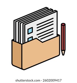 File Folder isometric 3D color icon, mini illustration. use for modern concept, print, UI, UX kit, web and app development. Vector EPS 10, related to learning and education, science