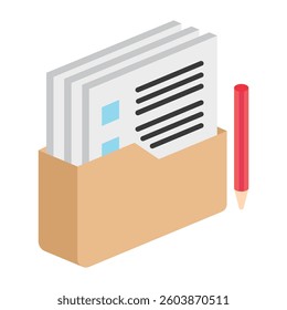 File Folder isometric 3D icon, mini illustration. use for modern concept, print, UI, UX kit, web and app development. Vector EPS 10, related to learning and education, science