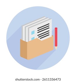 File Folder isometric 3D icon, mini illustration. use for modern concept, print, UI, UX kit, web and app development. Vector EPS 10, related to learning and education, science