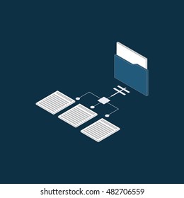 File folder isometric web vector illustration.