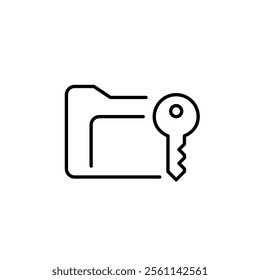 File folder and key. Secure data access. Protected storage. Pixel perfect vector icon