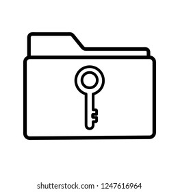 File folder line icon. Key access, lock, locked, security