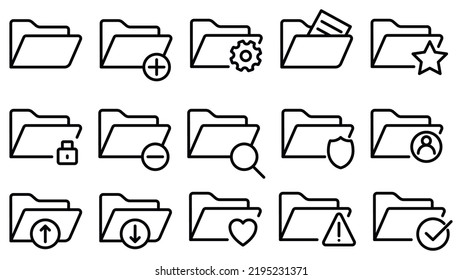 File folder line icon set. Vector illustration. Eps 10.