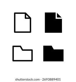 File and Folder Line and Solid Icon Set for Modern App and UI Design
