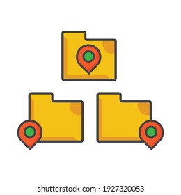 file folder with location icon. file folder illustration. Flat vector icon. can use for, icon design element,ui, web, app.