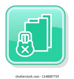 File Folder. Locked Document Icon. No Access concept. Editable stroke flat icons. Simple thin line art logo. Web app button. Vector illustration. 