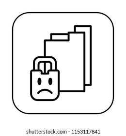 File Folder. Locked Document Icon. Password Protected concept. Editable stroke flat icons. Simple thin line art logo. Web app button. Vector illustration. 