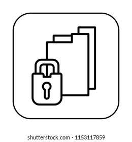 File Folder. Locked Document Icon. Information Security concept. Editable stroke flat icons. Simple thin line art logo. Web app button. Vector illustration. 