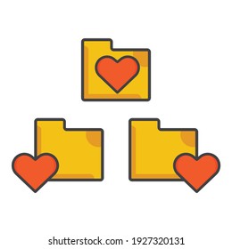 file folder with love icon. file folder illustration. Flat vector icon. can use for, icon design element,ui, web, app.