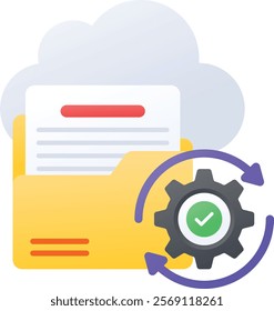 File Folder Management on Cloud concept, configure backups at application vector icon design, Web hosting service Symbol, Computing machines Sign, Internet Application Management stock illustration