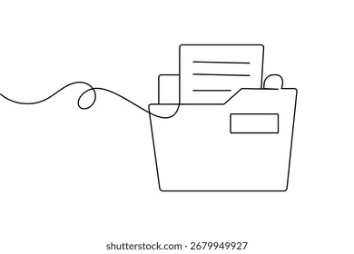 Ícone minimalista da pasta de arquivos contorno de arte de linha contínua isolar ilustração vetor de desenho simples