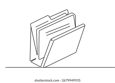 Ícone minimalista da pasta de arquivos contorno de arte de linha contínua isolar ilustração vetor de desenho simples