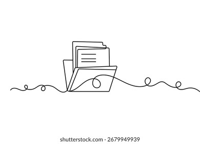 Ícone minimalista da pasta de arquivos contorno de arte de linha contínua isolar ilustração vetor de desenho simples
