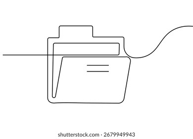 File folder minimalist icon continuous line art outline isolate simple drawing vector illustration