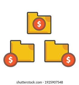 file folder with money icon. file folder illustration. Flat vector icon. can use for, icon design element,ui, web, app.