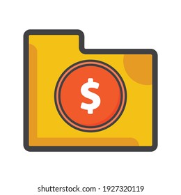 carpeta de archivos con icono de dinero. ilustración de carpeta de archivos. Icono de vector plano. puede utilizarse para, icon design element,ui, web, app.