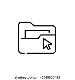File folder and mouse click. Digital files access, management and interaction. Pixel perfect vector icon