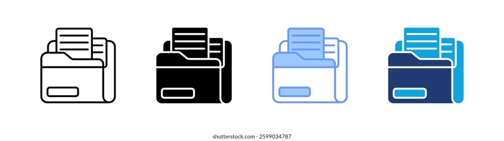 File Folder Multi Style Icon Set Vector
