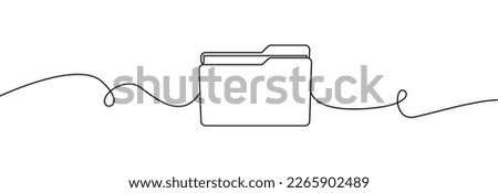  File folder one line.Folder with documents continuous line drawing.Document one line drawing.Office file document continuous line drawing.Open folder linear.