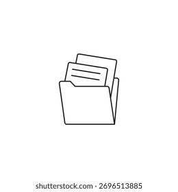 Icono de esquema de carpeta de archivo. Se puede utilizar para cualquier promoción de acción de plataforma y maqueta publicitaria. Signo de símbolo aislado utilizado para: móvil, App, diseño, Web, dev, ui, ux, gui. EPS 10. Para tu proyecto.
