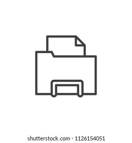 File in Folder outline icon. linear style sign for mobile concept and web design. Archive documents simple line vector icon. Symbol, logo illustration. Pixel perfect vector graphics