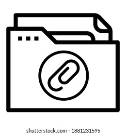 File Folder Paper Clip Document Flat Icon Isolated On White Background