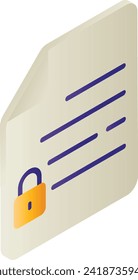 File Folder Permission isometric Concept, Service level agreement stock illustration, Secure Document Storage Vector Design, Cloud computing and Web hosting services Symbol, Protected Directory Sign