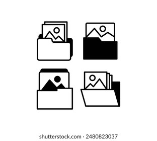 archivo carpeta Fotos imagen cámara iconos símbolo Vector diseño negro blanco color plano ilustración moderna conjunto de colecciones