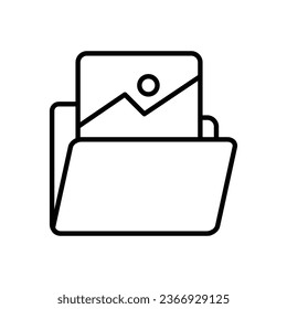 File folder with picture symbol icon vector. Insert image and picture icon. Folder line icon vector illustration for graphic design, UI, or digital web.