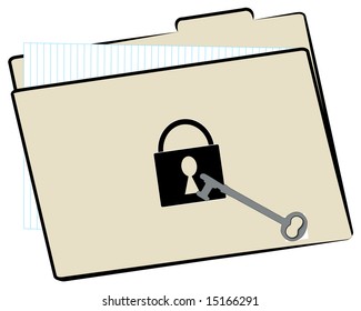 file folder with protected with lock and key