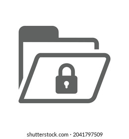 File, folder, protection, security icon. Gray vector design.