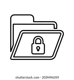 File, folder, protection, security line icon. Outline vector.