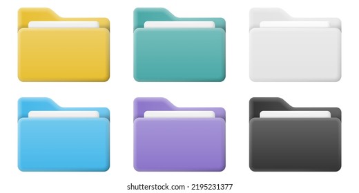 File folder realistic icon set. Vector illustration. Eps 10.