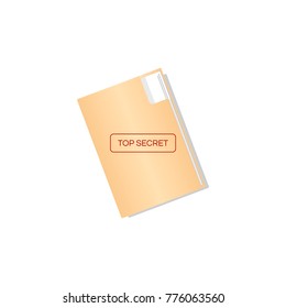 File folder with red rubber stamp top secret. Vector isolated