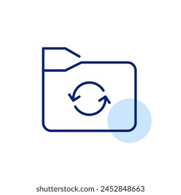 File folder and renew arrows. Seamless data synchronization and refresh, continuous auto save and cloud storage upload