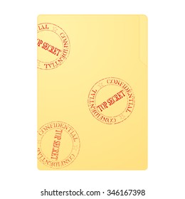 File folder with rubber stamp with top secret vector