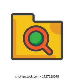 file folder with search icon. file folder illustration. Flat vector icon. can use for, icon design element,ui, web, app.