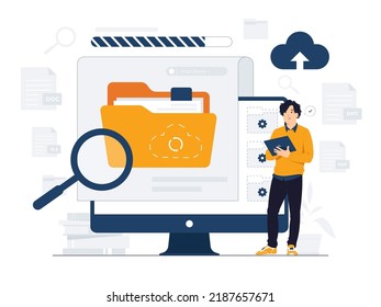 File folder searching concept illustration