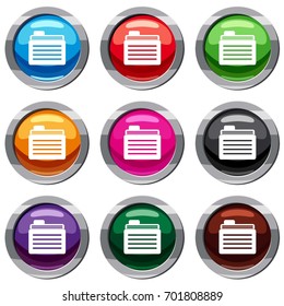 File folder set icon isolated on white. 9 icon collection vector illustration